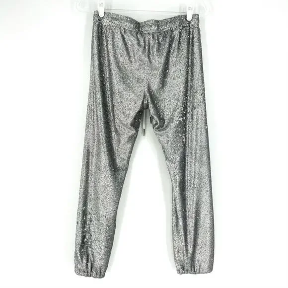 David Lerner Sequin Lounge Joggers Silver S - Picture 3 of 10